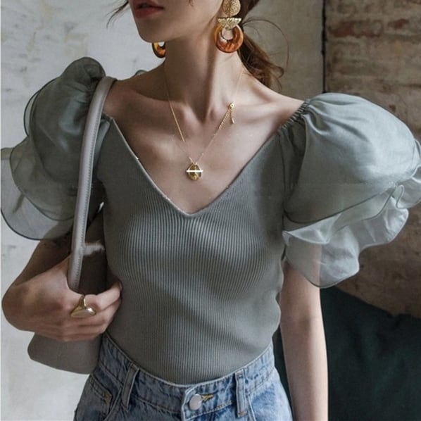 【tops】パフスリーブTシャツG20272