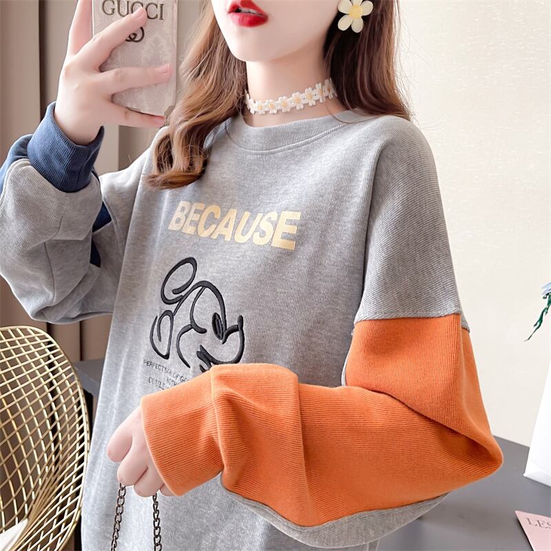 【tops】キュート長袖配色パーカーF6234