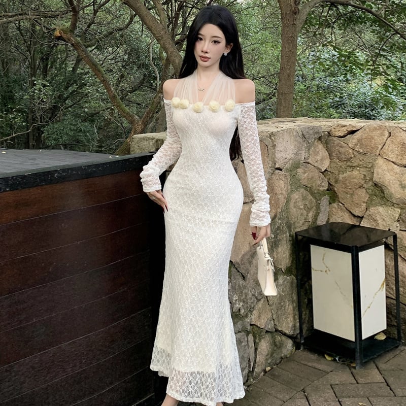 【dress】レースチュールドッキングワンピース　M27960