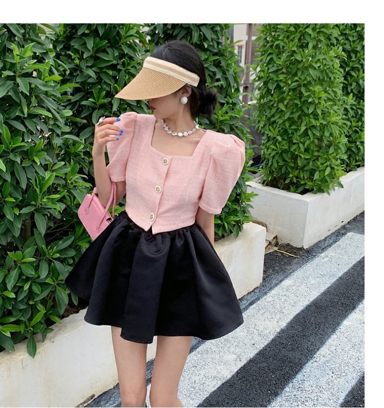 【set】パフスリーブブラウス+スカート２点セットG20680