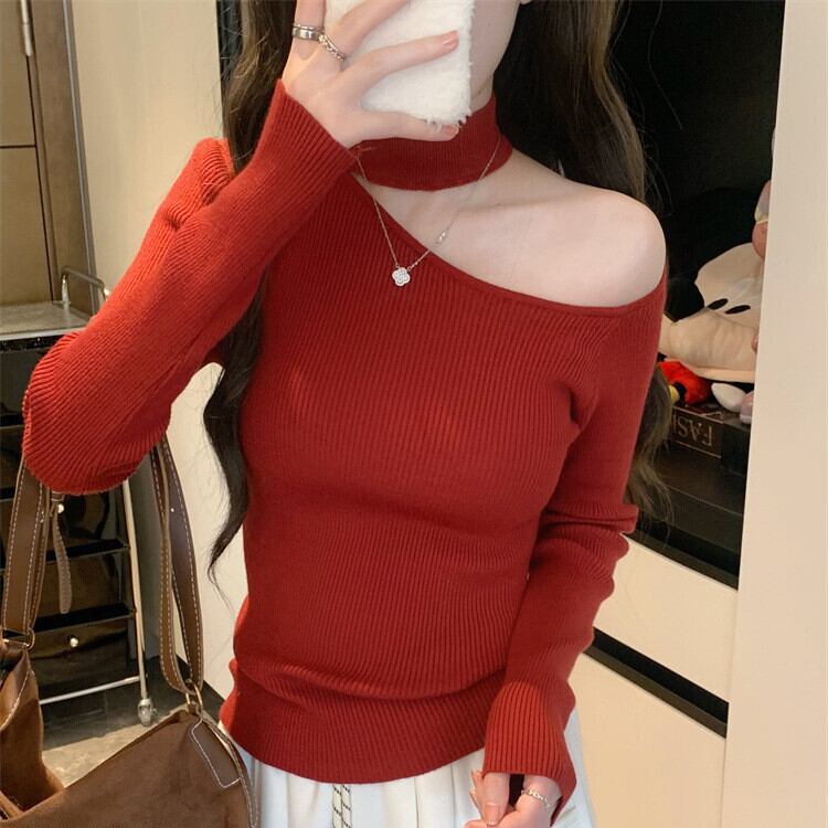 【tops】オフショルダーニットトップス　M28410