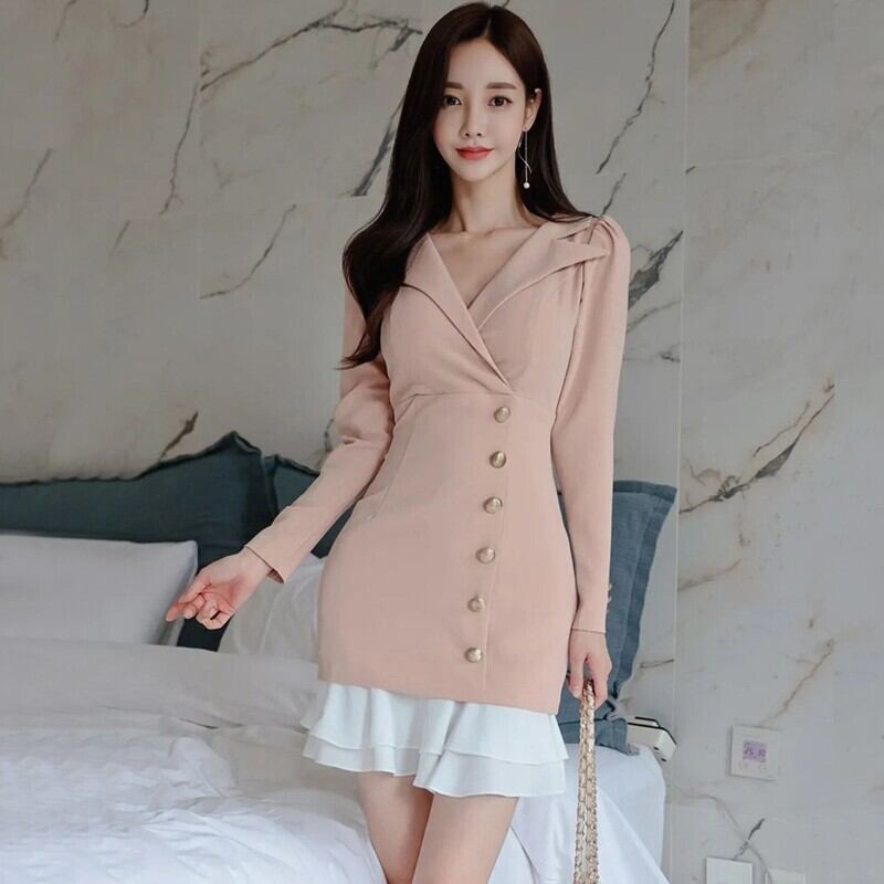 【dress】フリルドッキングワンピース　M18650