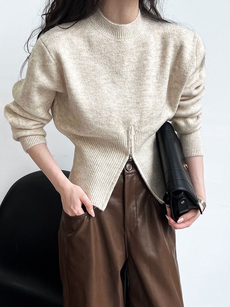 【tops】ファスナーニットプルオーバー　M19197