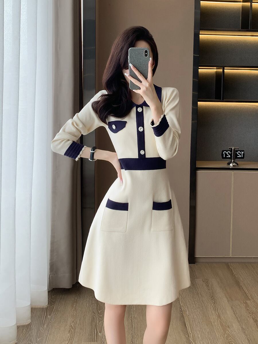 【dress】気質溢れる エレガントニットワンピース　M17475