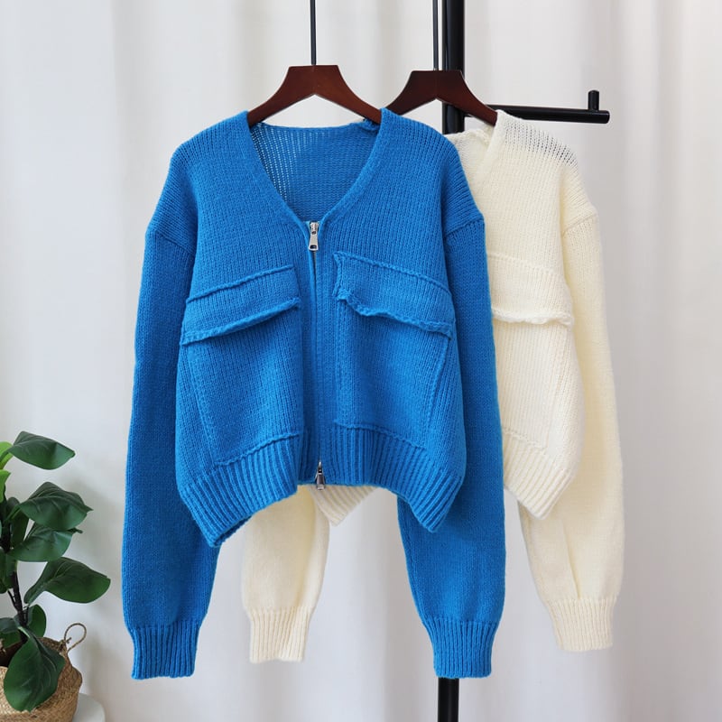 【outer】ファスナーニットカーデ　M28629