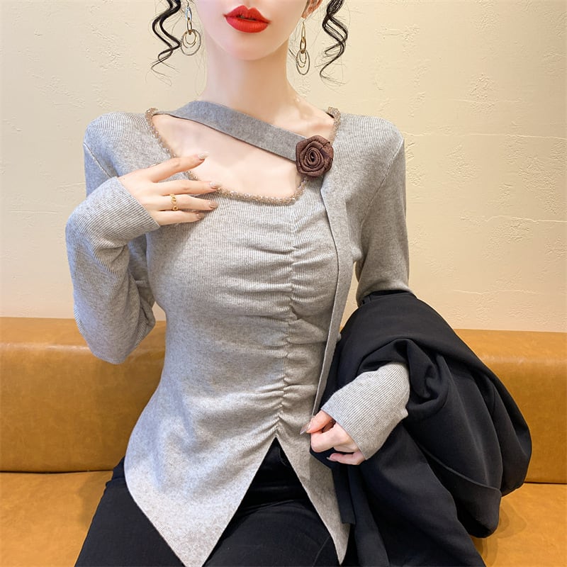 【tops】スリットニットトップス　M27822