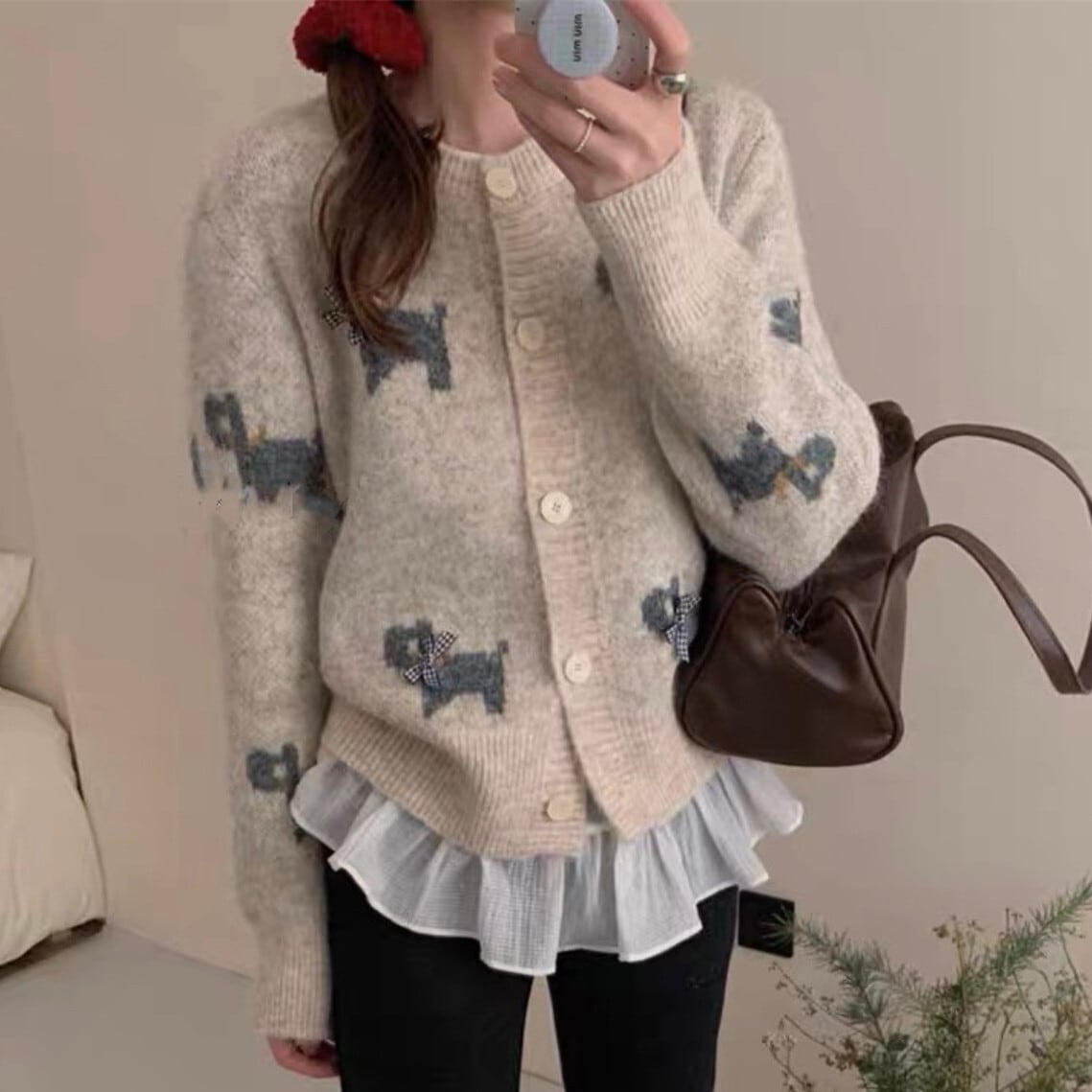 【outer】ジャカードニットカーデ　M28906