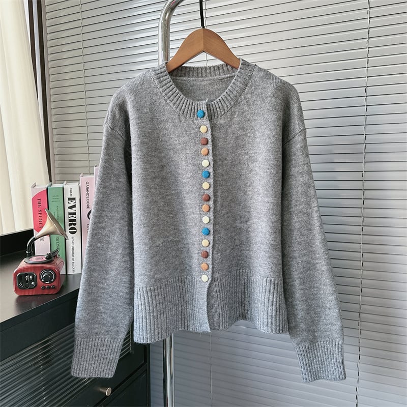 【outer】ボタンデザインニットカーデ　M27835