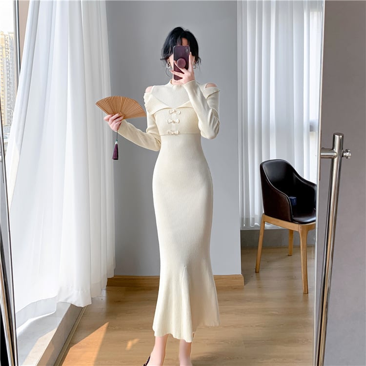 【dress】マーメイドニットワンピース　M26175