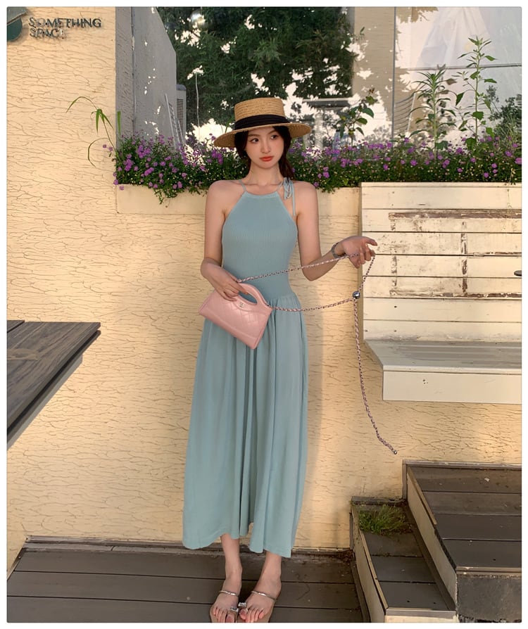 【dress】ニット切り替えワンピース