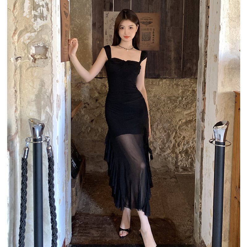 【dress】チュールドッキングワンピース　M24495