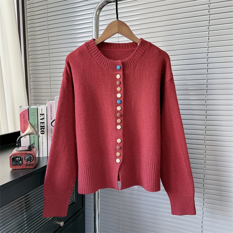 【outer】ボタンデザインニットカーデ　M27835
