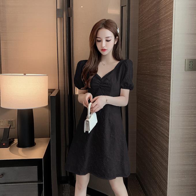 【dress】スクェアネックリボン付きワンピースF7449