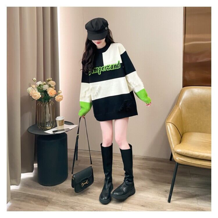 【tops】ボーダー柄ニットセーター　M27501