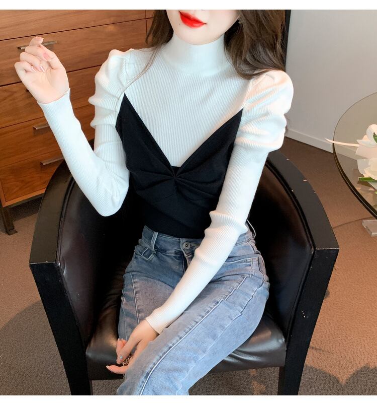 【tops】ドッキングニットトップス　M18855