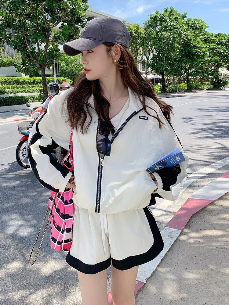 【set】薄手長袖アウター+ショートパンツ２点セットG21287