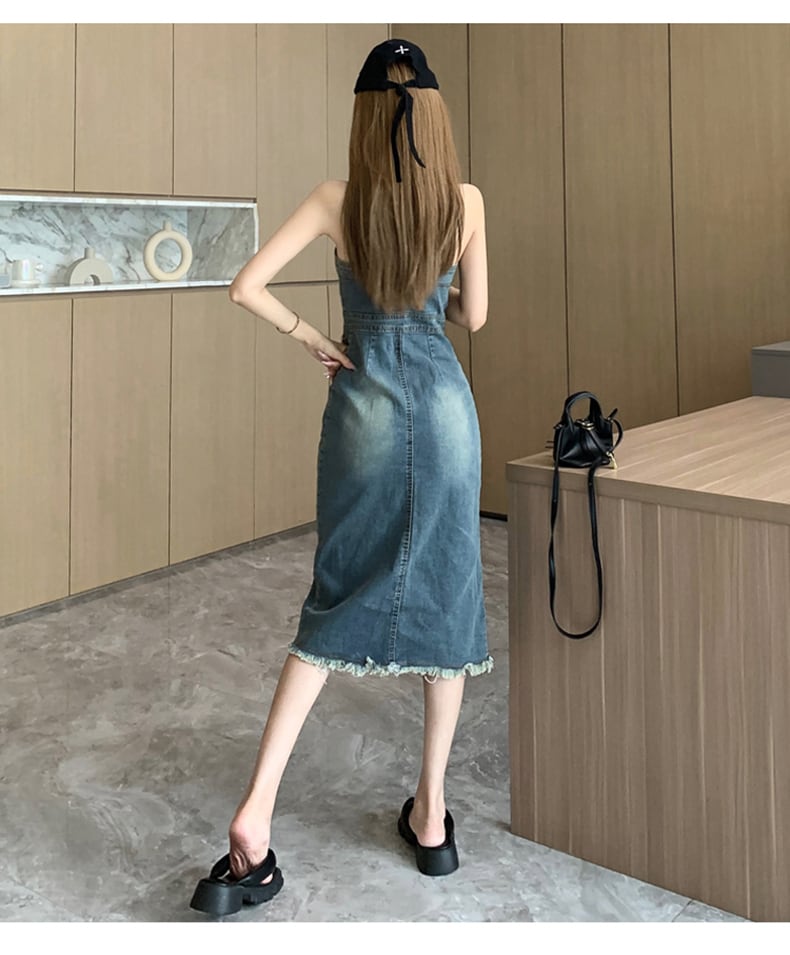 【dress】デニムサロペットワンピース　M24636