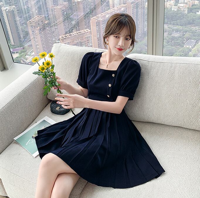 【dress】美人度アップ!気質満点スウィートスクエアネック夏 デザインワンピース G0538