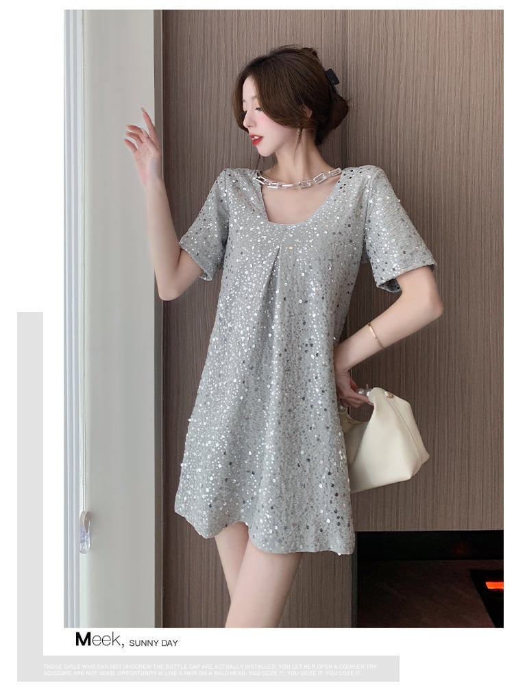 【dress】Vネックスパンコールワンピース G21106