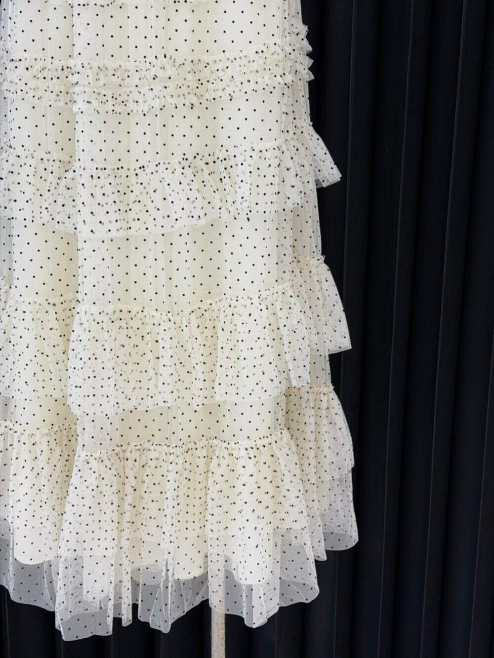【dress】レースドッキングドットロングワンピース　N3541