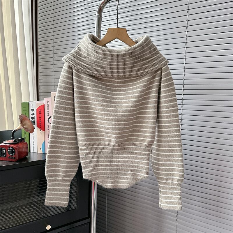 【tops】ボーダー柄ニットトップス　M18544