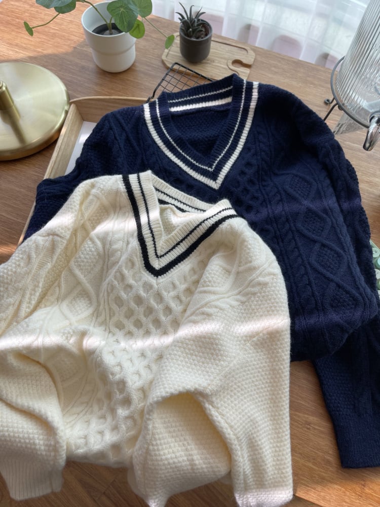 【tops】Vネックニットセーター　M28962