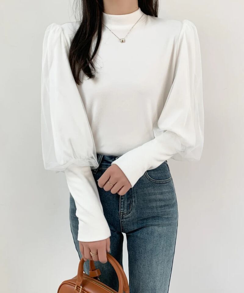 【tops】メッシュランタンスリーブTシャツG20261