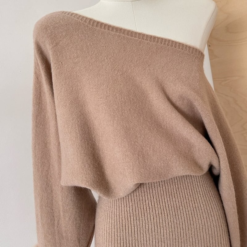 【dress】袖ファーニットワンピース Q7715