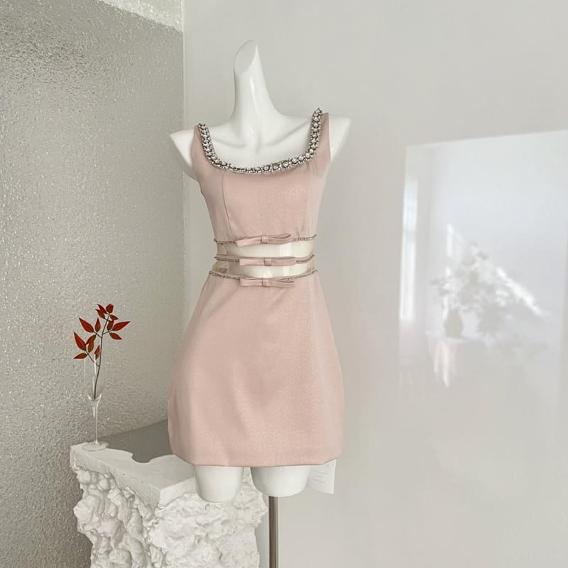 【dress】チュールドッキングキャミワンピース Q7854