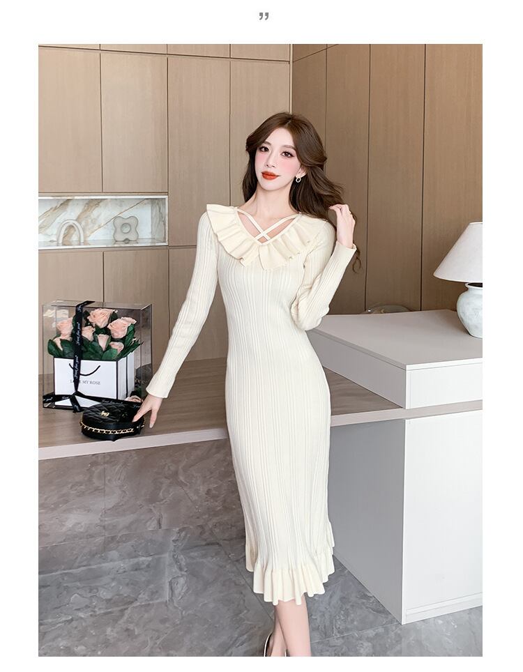 【dress】フリルニットワンピース　M18803
