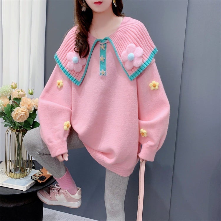 【tops】立体フラワーニットセーター　M28305