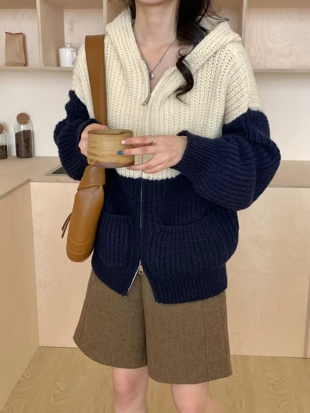 【outer】配色ニットカーデ　M26025