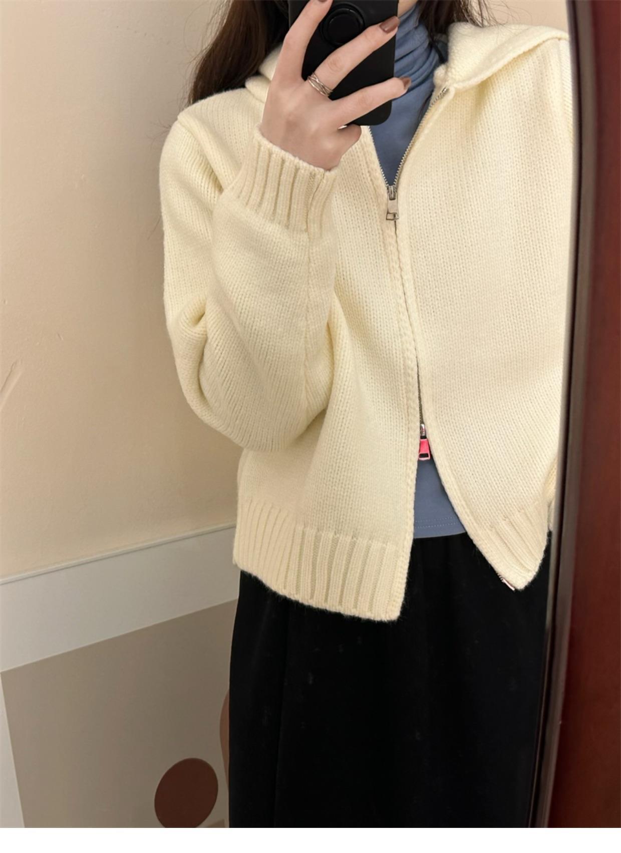 【outer】フード付きニットカーデ　M28652