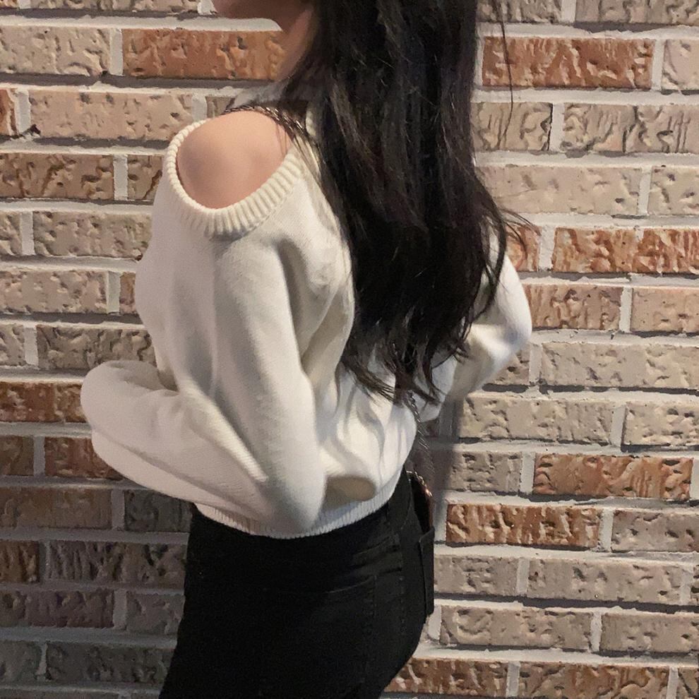 【tops】オフショルダーニットセーター　M27355