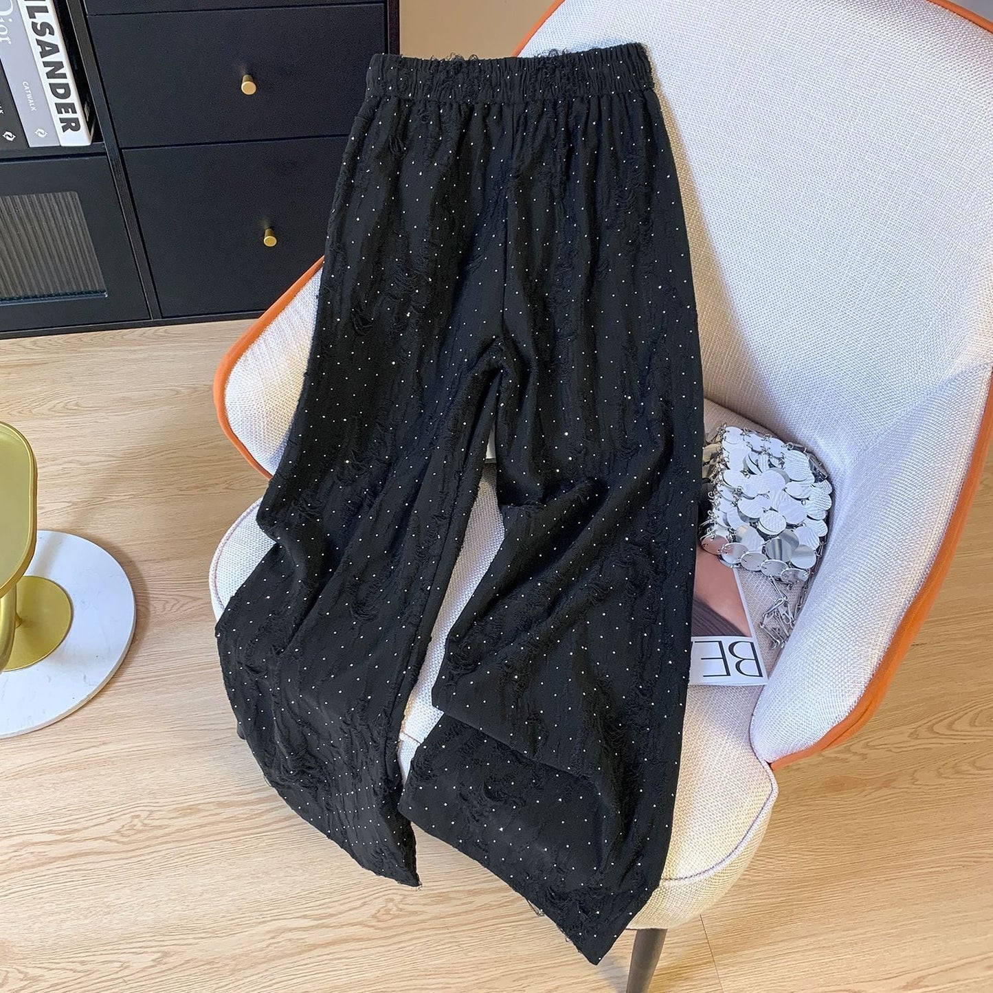 【bottoms】キラキラダメージガウチョパンツF7488