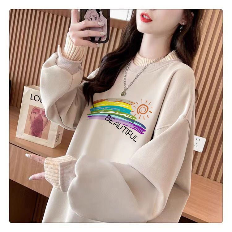 【tops】裹起毛プリントプルオーバー　M28808