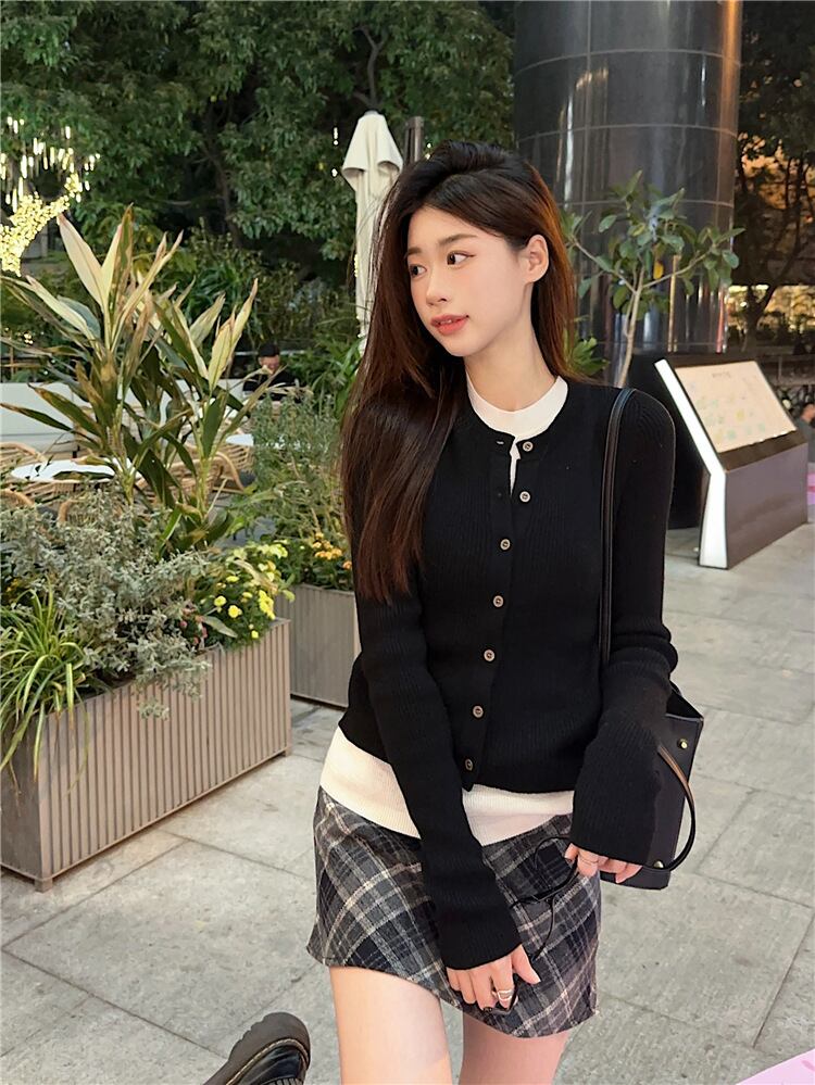 【outer】切り替えニットカーデ　M27383