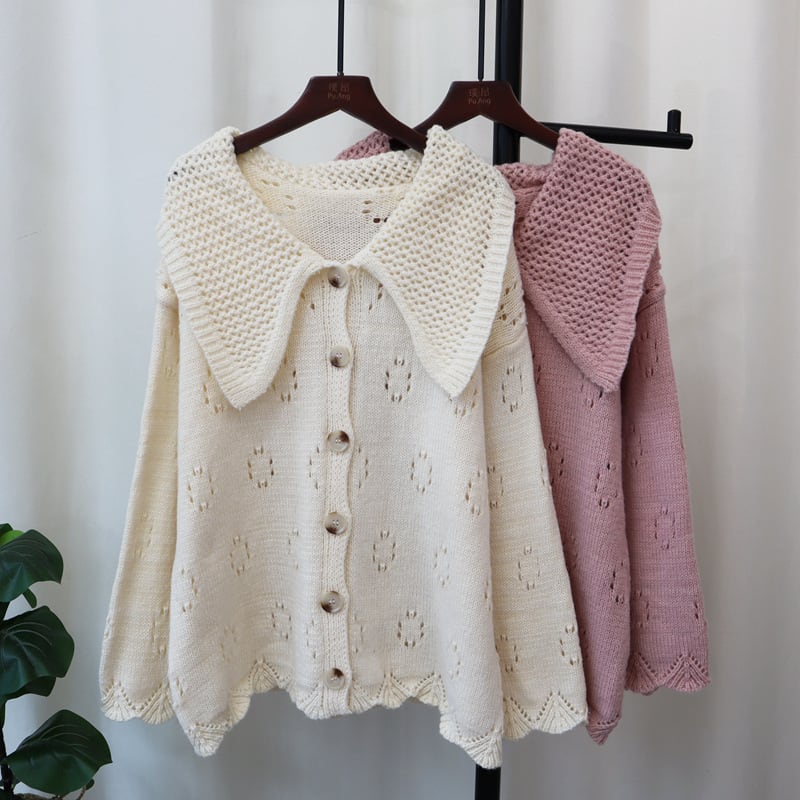 【outer】カットワークニットカーデ　M25737