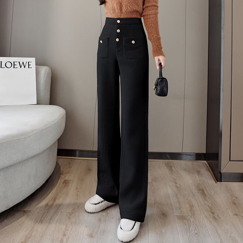 【bottoms】秋冬新作!気質満点レトロ厚手裏起毛着痩せハイウエストガウチョパンツ G4502