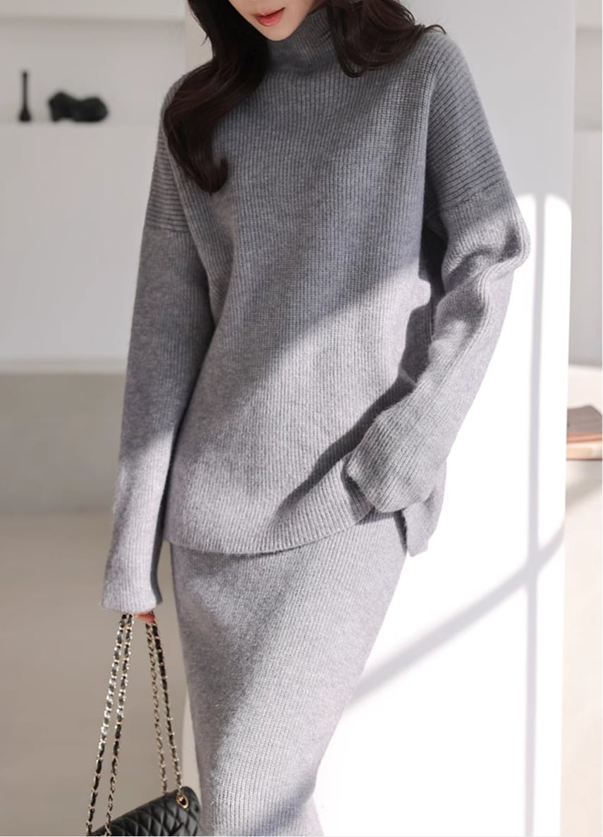 【set】ハイネックニットトップス×スカートセット　N2933