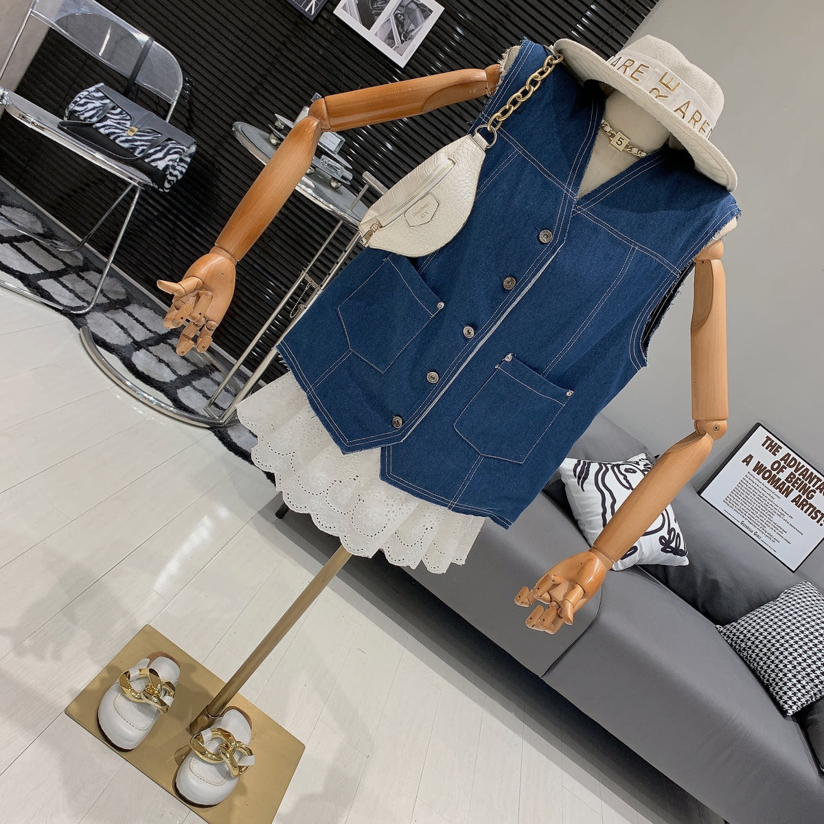 【set】デニムベスト×スカートセット　M25013