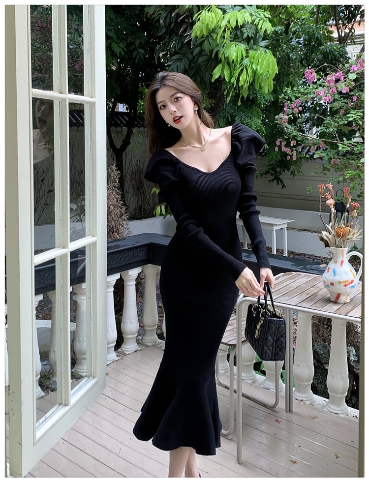【dress】ニットマーメイドワンピース　M26967
