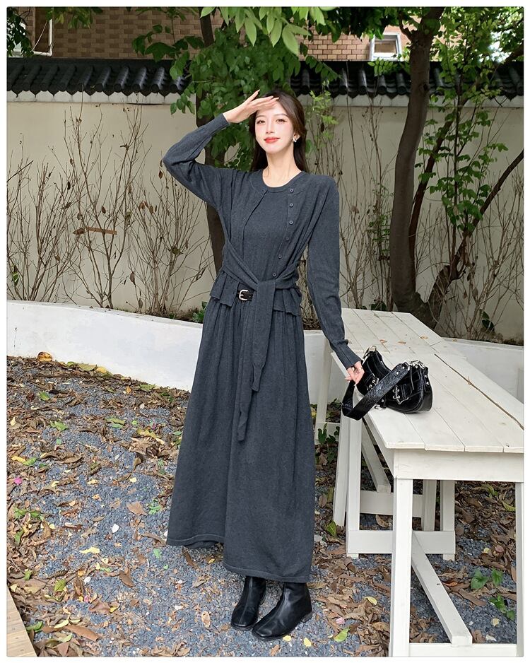 【set】ニットカーデ×ベストワンピースセット　M26964
