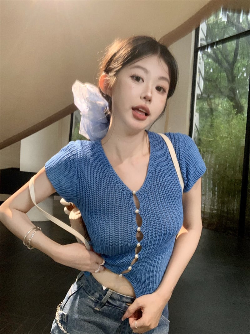 【tops】ニットトップス　M25045