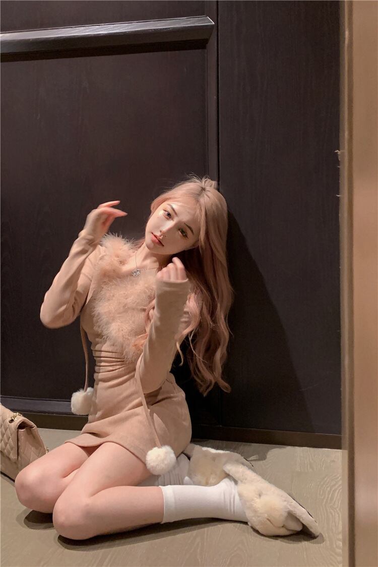 【dress】ファーニットワンピース　M28195