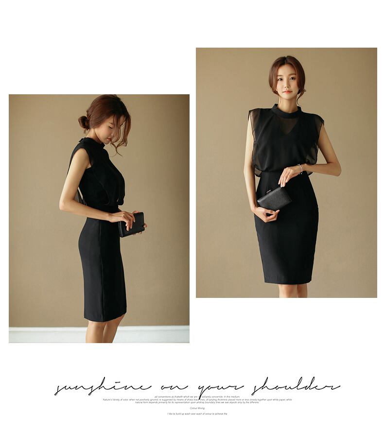 【dress】ファッション気質満点OL通勤魅力的ラウンドネック夏体型カバー ワンピース G0419