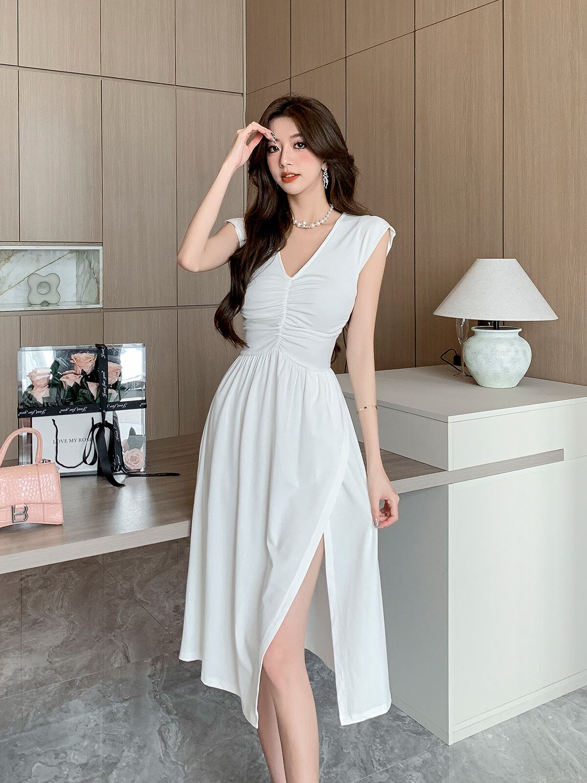 【dress】VネックスリットワンピースG20062