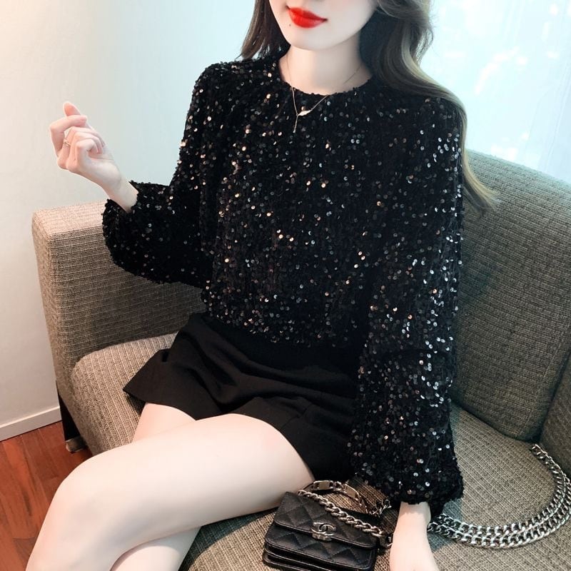 【tops】スパンコールトップス　M28941