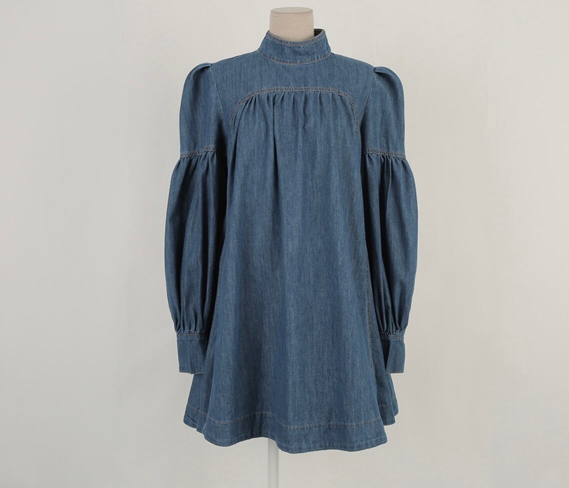 【dress】リボン付きデニムワンピース　M29769