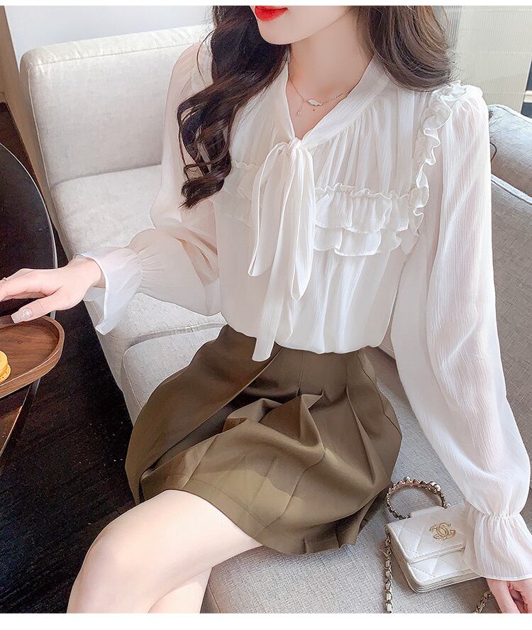 【tops】リボン付きブラウス　M29095